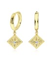 Chic Square Hang Shaped Silver Hoop Earring HO-2523